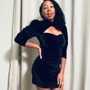 Zara Velvet Cutout Longsleeve Mini Dress